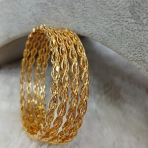 2.10 Leaf cutting design plain Micropolish bangles (set of 4)