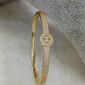 Full stones circle with H design Micropolish openable bracelet