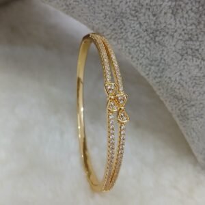 Small double bow Full stones Micropolish openable bracelet