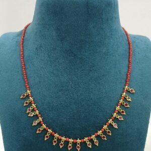 Real coral beads with Micropolish multi stone drops