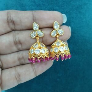 Polki stone buttalu with real ruby drops