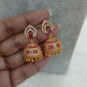 Micropolish gold copy ruby & White stone buttalu