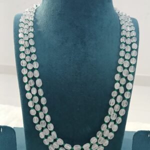 Natural quartz beads 3 layered chain