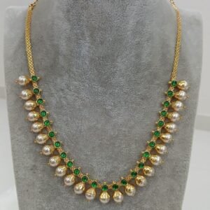 Gold copy green stone with swarouski Micropolish necklace