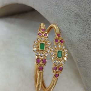 2.6 Kada pattern gold copy Micropolish bangles (set of 2)
