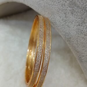 2.6 Gold copy zero size white stones Micropolish bangles (set of 2)