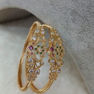 2.6 Kada pattern double Peacock Micropolish bangles (set of 2)