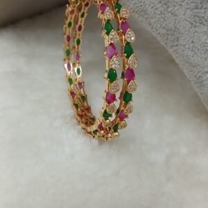 2.6 Multi stones 3D pattern Micropolish bangles (set of 2)