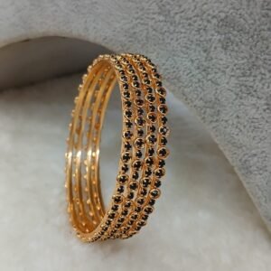 2.6 Full black stones with ring pattern Micropolish bangles (set of 4)