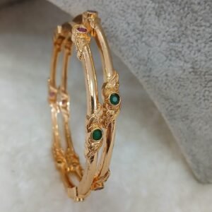 2.6 Plain with multi stone simple Micropolish bangles (set of 2)