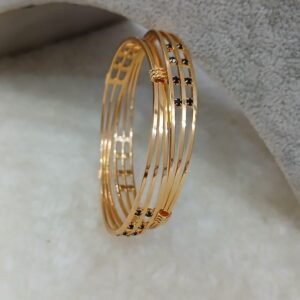 2.6 Zig zag pattern plain Micropolish bangles with black stones (set of 2)