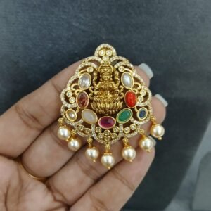 Lakshmi nakshi pendant with navarathna & White stones