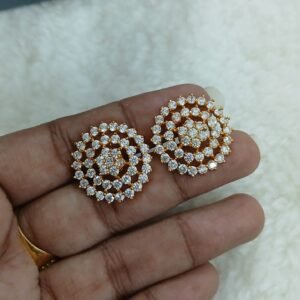 Full white stones circle pattern Micropolish studs with screw back