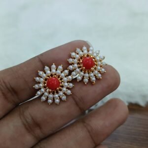 Pearl & coral Micropolish simple studs
