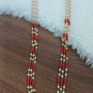 20 inches swarouski with coral beads Micropolish 3 lines chain