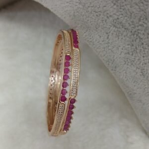 Designer gold copy ruby stone bangles