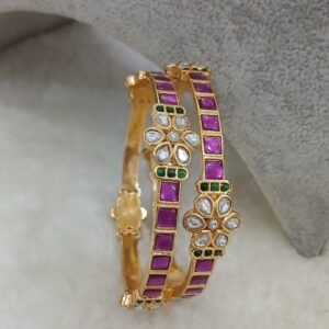 Pink jadau kundan bangles