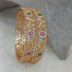 Gold copy multi stones flowers with leaf design