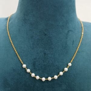 High quality 4mm round real fresh water pearls Micropolish chain