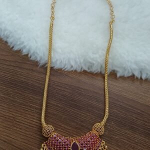 18 inches naan chain with full ruby pendant (Micropolish)