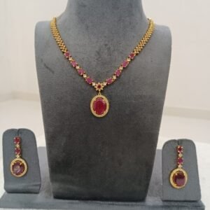 Micropolish big Ruby necklace with earrings