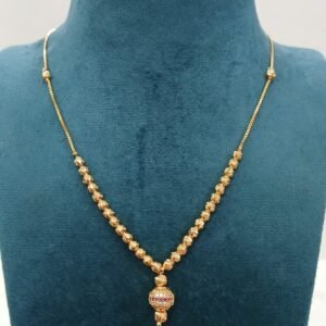 18 inches Micropolish chain with gold balls & CZ stones pendant
