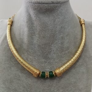 Micropolish kante with big size green real onyx beads