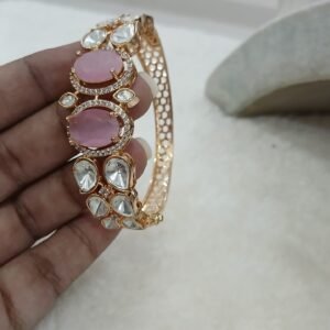 Openable mossonite with pink stone kada ( 2.4 to 2.6 size)