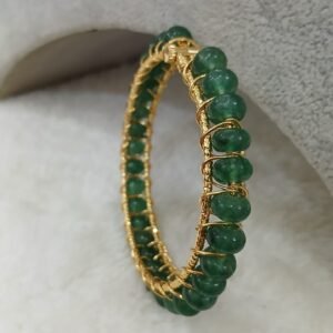 Hand made real green jade beads openable single bangle (2.6 to 2.8)