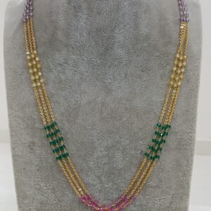 21 inches Micropolish chandrahaaram with multi CZ beads