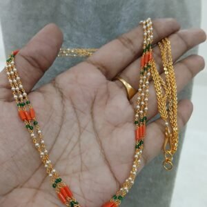 20 inches 3 lines small size swarouski and coral Micropolish chain