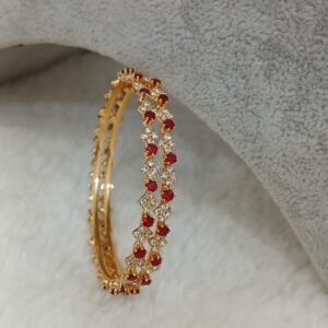 Red with white stone bangles (set of 2)