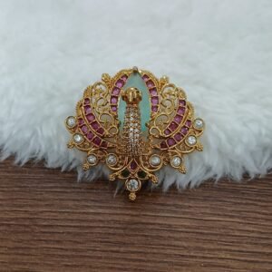 Sea green stone Peacock pendant with swarouski drops
