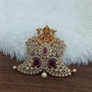 Pink & white stones Ganesh Pendant