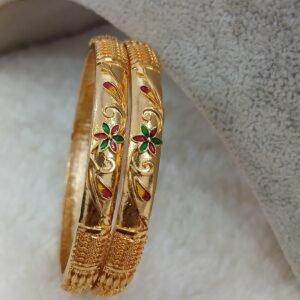 Green and red meenakari Micropolish bangles