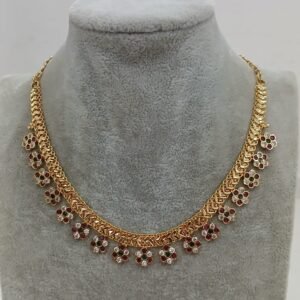 Multi stone flower design Micropolish chain