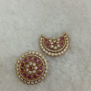 Full stone white pink stones moon and sun hair pendants