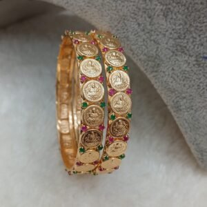 Lakshmi kaasu with pink and green stones