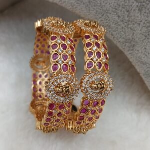 Pink stone heavy lakshmi nakshi bangles
