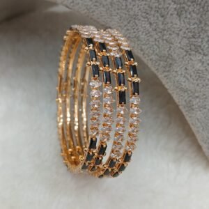 Black and white stones glasscut bangles