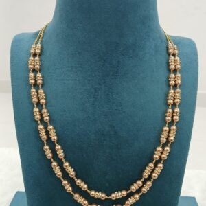 Gold swarouski with diamond rings double line kattutheega chain