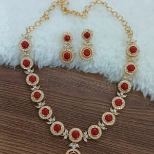 Coral Micropolish neck set with earrings