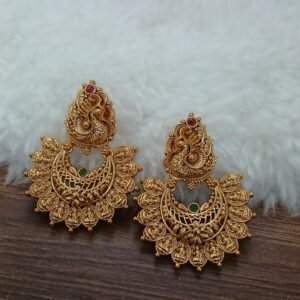 Antique nakshi Lakshmi chandbali earrings