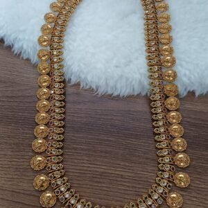 Antique nakshi mid length Lakshmi haaram with multi stones (without earrings)