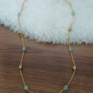 16 inches Real Russian emerald and gold swarouski chandrahaaram chain with kattutheega