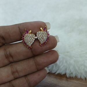Micropolish gold copy white & pink stone studs with screw back