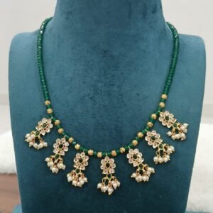 Green onyx with flower ston drops muvvalu pendants