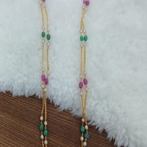 Double line 20 inches Real beads Micropolish chandrahaaram chain