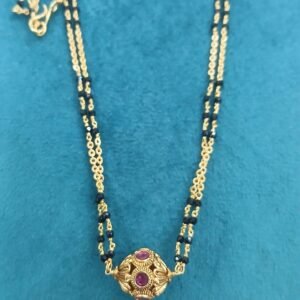 Pink stone nakshi ball with Micropolish chain