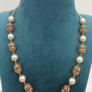 Medium Size Ruby nakshi balls with swarouski kattutheega chain